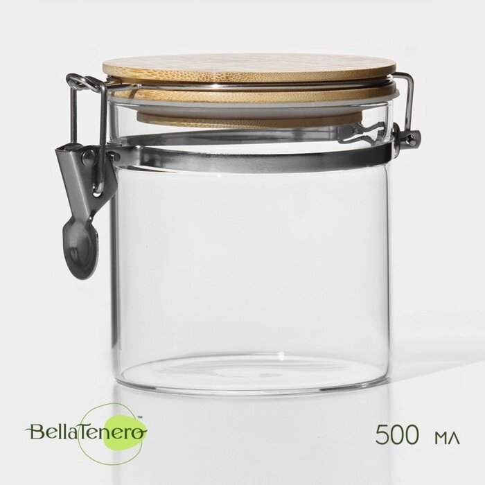 Банка стеклянная для сыпучих продуктов с бугельным замком BellaTenero «Эко», 500 мл, 1010,3 см от компании Интернет - магазин Flap - фото 1