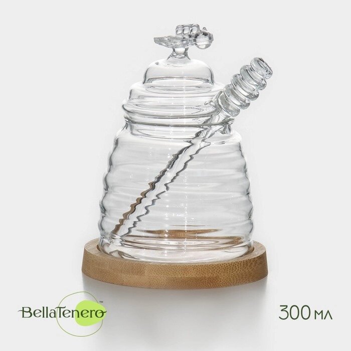 Баночка стеклянная для мёда и варенья с ложкой BellaTenero «Эко. Пчёлка», 300 мл, 1012,5 см от компании Интернет - магазин Flap - фото 1