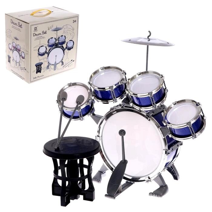 Барабанная установка «Басист», 5 барабанов, тарелка, палочки, стульчик, педаль, МИКС от компании Интернет - магазин Flap - фото 1