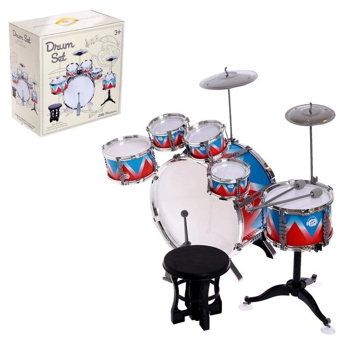 Барабанная установка «Виртуоз», 6 барабанов, 2 тарелки, палочки, педаль, стульчик от компании Интернет - магазин Flap - фото 1