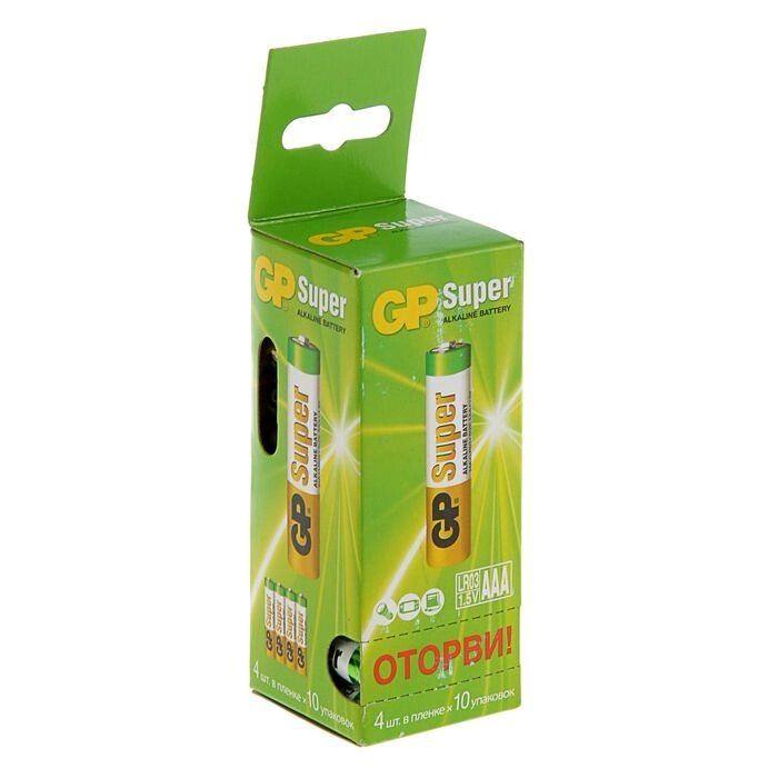 Батарейка алкалиновая GP Super, AAA, LR03-40BOX, 1.5В, набор 40 шт. от компании Интернет - магазин Flap - фото 1