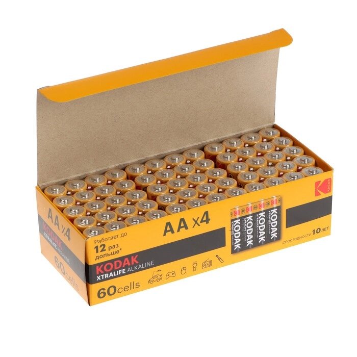 Батарейка алкалиновая Kodak Xtralife, AA, LR6-60BOX, 1.5В, бокс, 60 шт. от компании Интернет - магазин Flap - фото 1