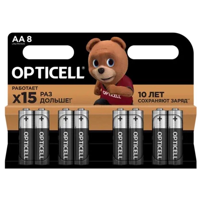Батарейка алкалиновая OPTICELL, AA, LR6-8BL, 1.5В, блистер, 8 шт от компании Интернет - магазин Flap - фото 1