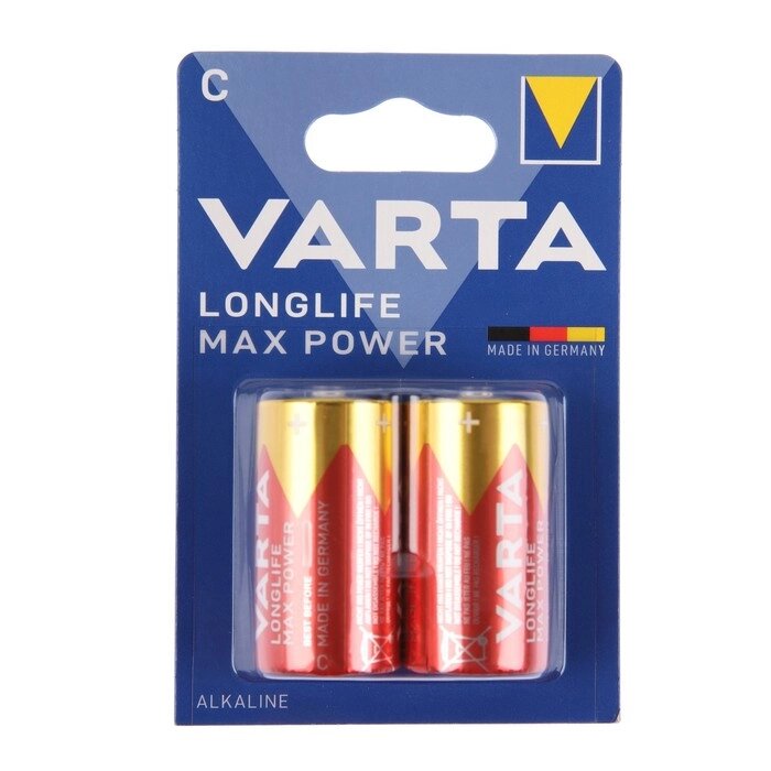 Батарейка алкалиновая Varta LONGLIFE MAX POWER, С, LR14-2BL, 1.5В, блистер, 2 шт. от компании Интернет - магазин Flap - фото 1
