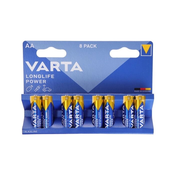 Батарейка алкалиновая Varta LongLife Power, AA, LR6-8BL, 1.5В, блистер, 8 шт. от компании Интернет - магазин Flap - фото 1