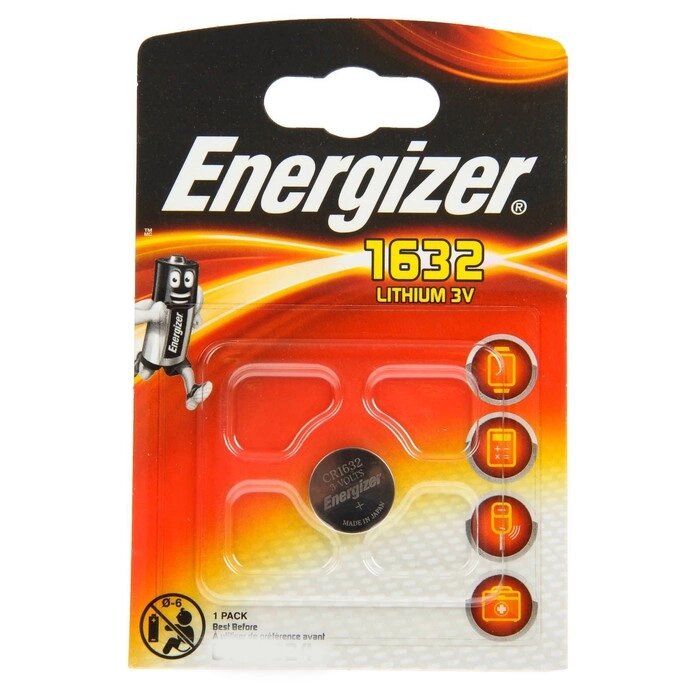 Батарейка литиевая Energizer, CR1632-1BL, 3В, блистер, 1 шт. от компании Интернет - магазин Flap - фото 1