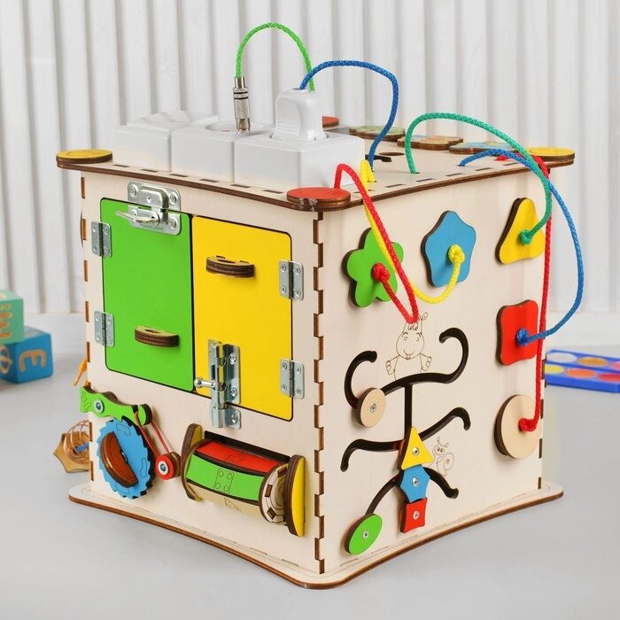 Бизикуб «Развивающий куб», с электрикой 2525 см от компании Интернет - магазин Flap - фото 1