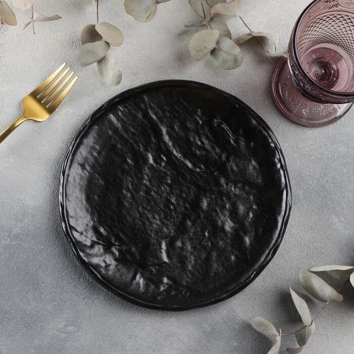 Блюдо фарфоровое для подачи Magistro Pietra lunare, d=21 см, цвет чёрный от компании Интернет - магазин Flap - фото 1