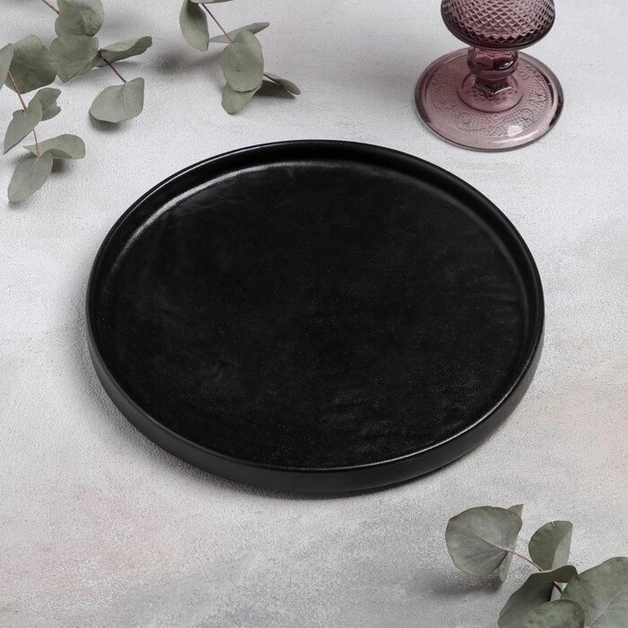 Блюдо фарфоровое для подачи Magistro Pietra lunare, d=22 см, цвет чёрный от компании Интернет - магазин Flap - фото 1