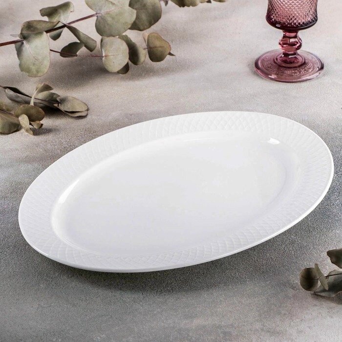 Блюдо фарфоровое овальное Wilmax «Юлия Высоцкая», 3625,5 см, цвет белый от компании Интернет - магазин Flap - фото 1
