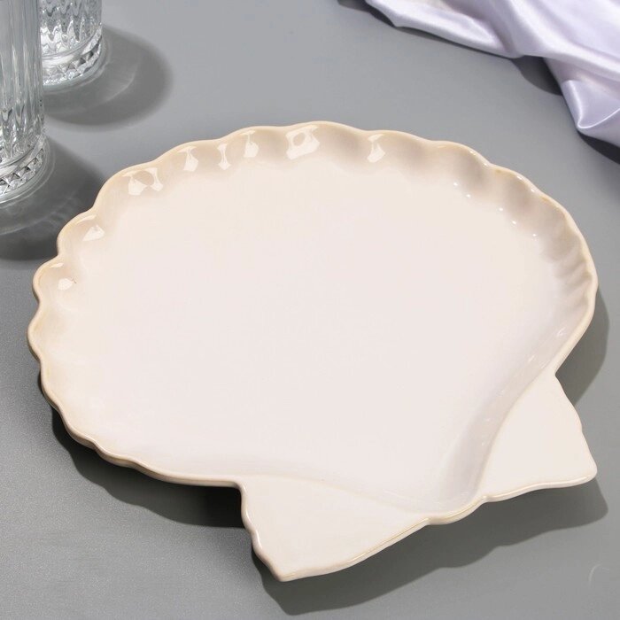 Блюдо керамическое «Морская ракушка», 27 х 25 см, цвет белый от компании Интернет - магазин Flap - фото 1