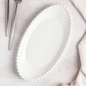 Блюдо керамическое овальное «Классика», 27,5144 см, цвет белый