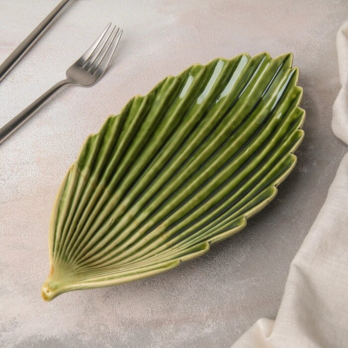 Блюдо керамическое сервировочное «Дендрарий», 27134 см, цвет зелёный от компании Интернет - магазин Flap - фото 1
