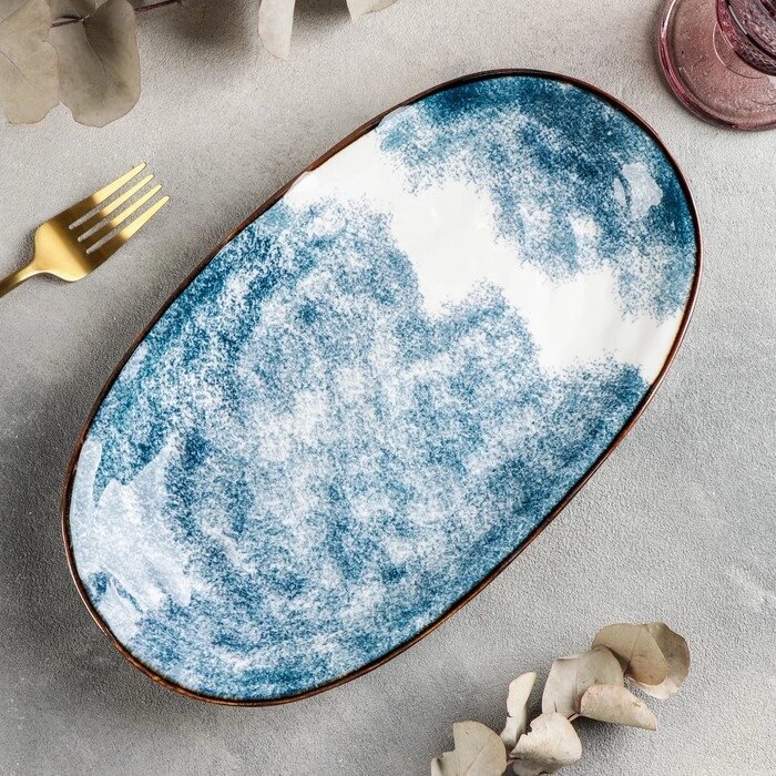 Блюдо керамическое сервировочное «Море», 30,5x17,5 см, цвет синий от компании Интернет - магазин Flap - фото 1