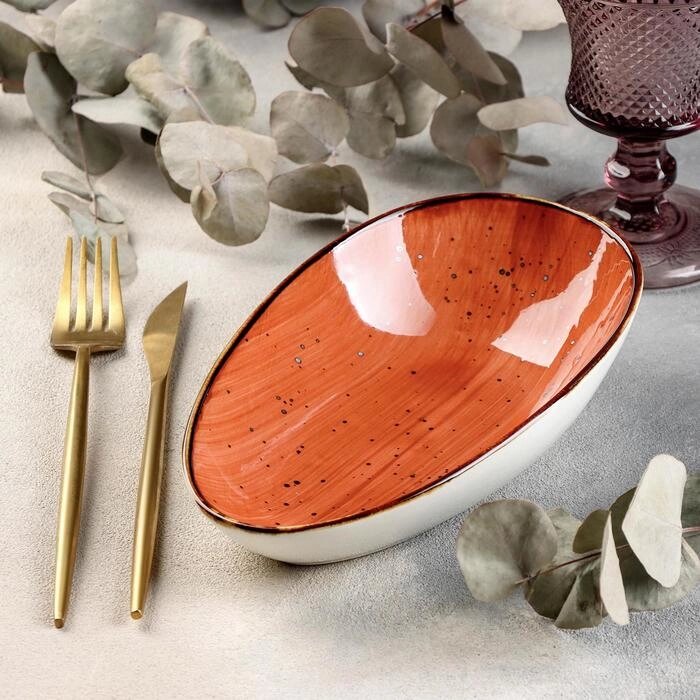 Блюдо керамическое сервировочное «Сапфир», 20,512,55 см, цвет оранжевый от компании Интернет - магазин Flap - фото 1