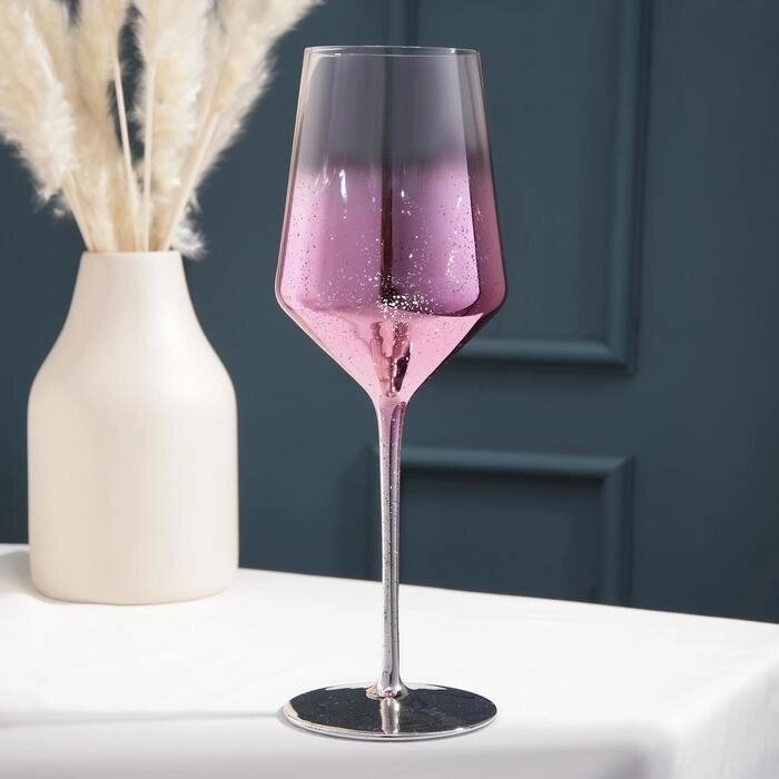 Бокал стеклянный для вина «Мерцание», 500 мл, 8,525 см, цвет розовый от компании Интернет - магазин Flap - фото 1