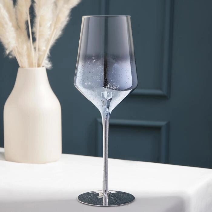 Бокал стеклянный для вина «Мерцание», 500 мл, 8,525 см, цвет синий от компании Интернет - магазин Flap - фото 1