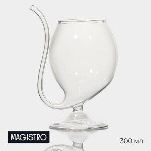 Бокал стеклянный с трубочкой для вина Magistro «Пантера», 300 мл