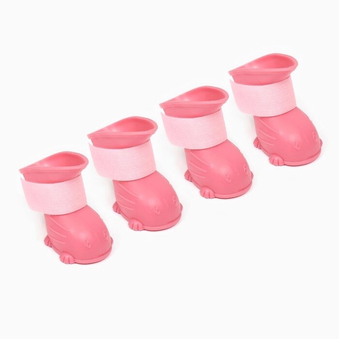 Ботинки для собак, резиновые, набор 4 шт,  размер L , розовые от компании Интернет - магазин Flap - фото 1