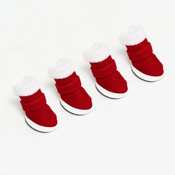 Ботинки "Кристмес", набор 4 шт, размер 3 (подошва 5 х 4 см), красные от компании Интернет - магазин Flap - фото 1