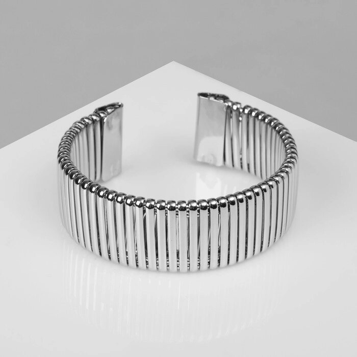 Браслет металл «Рельеф» широкий, 2 см, цвет серебро от компании Интернет - магазин Flap - фото 1