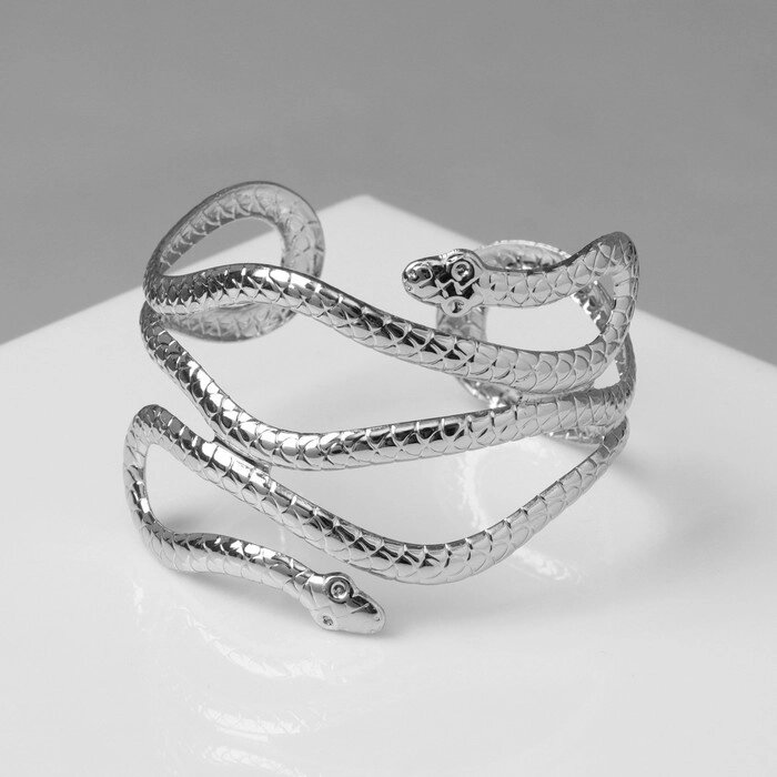 Браслет металл «Змея» узкий, цвет серебро от компании Интернет - магазин Flap - фото 1