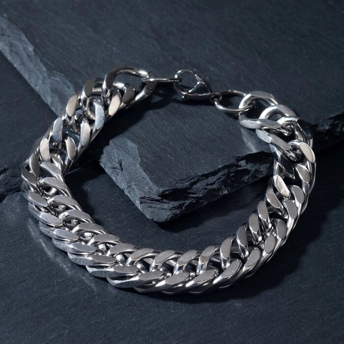 Браслет мужской «Стальной» цепь, цвет серебро, 21 см от компании Интернет - магазин Flap - фото 1