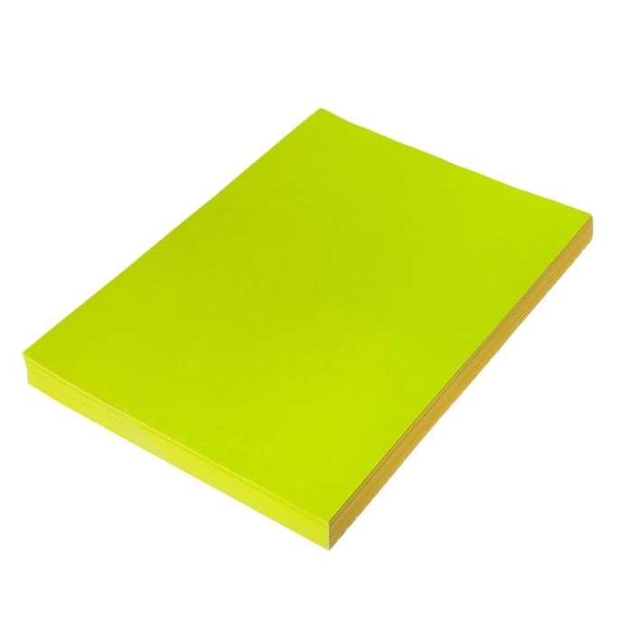 Бумага А4, 100 листов, 80 г/м, самоклеящаяся, флуоресцентная, жёлтая от компании Интернет - магазин Flap - фото 1