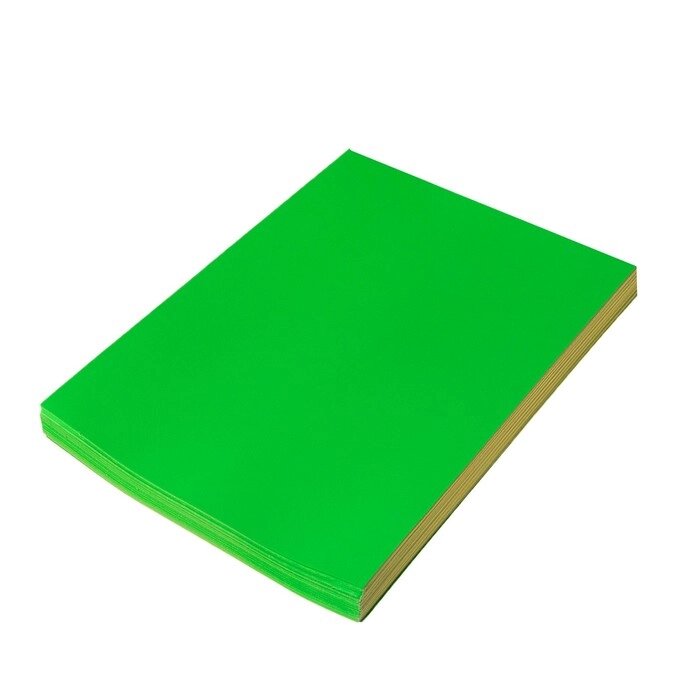 Бумага А4, 100 листов, 80 г/м, самоклеящаяся, флуоресцентный, ярко-зелёная от компании Интернет - магазин Flap - фото 1
