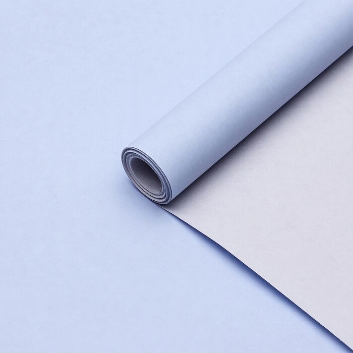 Бумага упаковочная крафт, двухсторонняя, пастельно-серый, голубой, 0,68 х 10 м, 70 гр/м² от компании Интернет - магазин Flap - фото 1