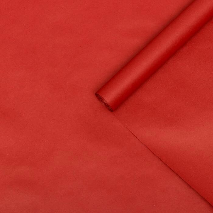Бумага упаковочная крафт, красная, 0,70 х 10 м, 70 г/м² /м2 от компании Интернет - магазин Flap - фото 1
