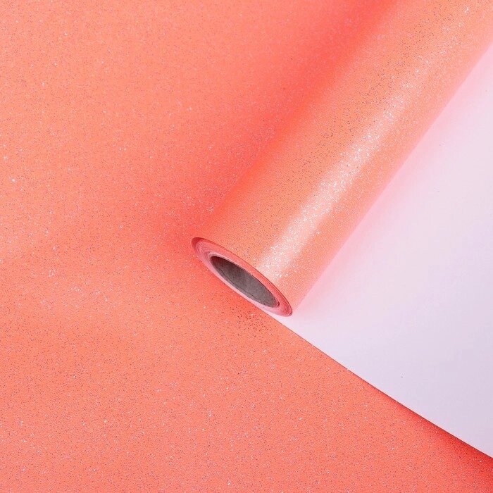 Бумага упаковочная, "Звездная пыль", с блёстками, неоновый красный, 0,7 x 5 м от компании Интернет - магазин Flap - фото 1