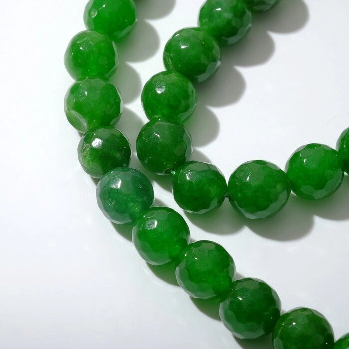 Бусины на нити шар №10 гранёный «Агат» зелёный (37 бусин,  38 см) от компании Интернет - магазин Flap - фото 1