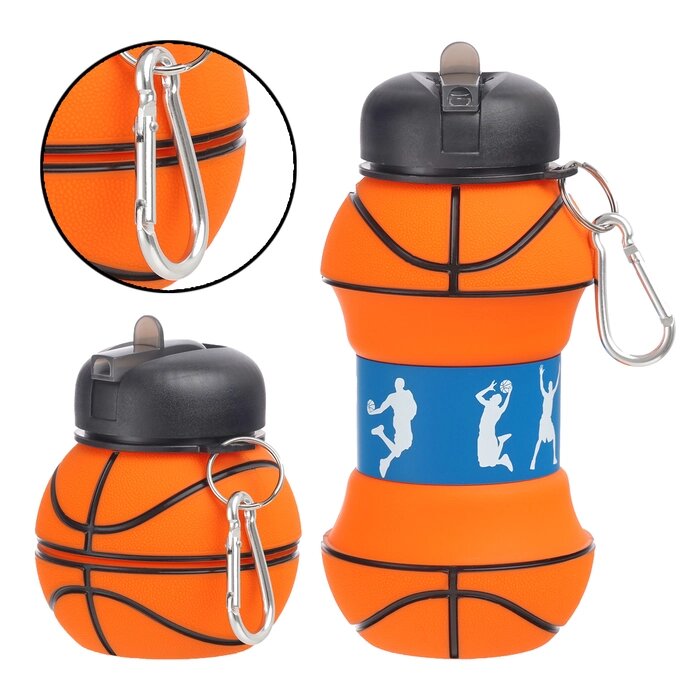 Бутылка для воды "Баскетболный мяч", 550 мл, складная, 18 х 8.7 см от компании Интернет - магазин Flap - фото 1