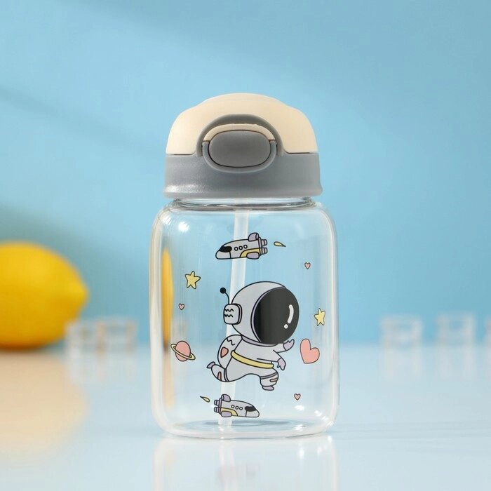 Бутылка для воды стеклянная «Космонавты», 450 мл, 8,215 см, цвет МИКС от компании Интернет - магазин Flap - фото 1