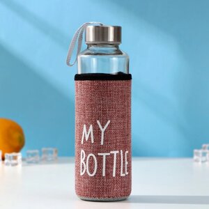 Бутылка для воды стеклянная в чехле «Ротанг», 400 мл, h=20 см, цвет МИКС