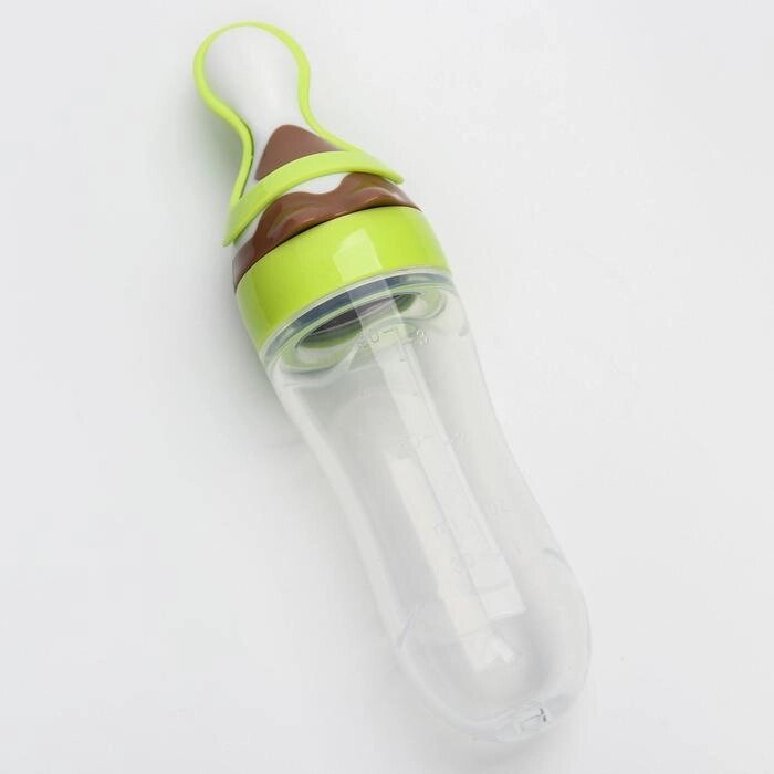 Бутылочка для кормления, силиконовая, с ложкой, от 5 мес., 90 мл, цвет зеленый от компании Интернет - магазин Flap - фото 1