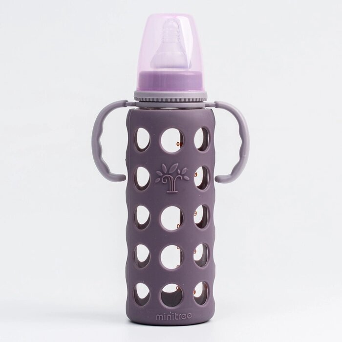 Бутылочка в силиконовом чехле, стекло, классическое горло, +6мес., 240мл., цвет МИКС для девочки от компании Интернет - магазин Flap - фото 1