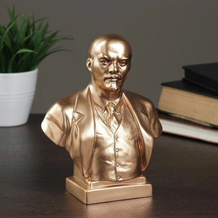 Бюст Ленин большой бронза, золото, 8х14х18см от компании Интернет - магазин Flap - фото 1