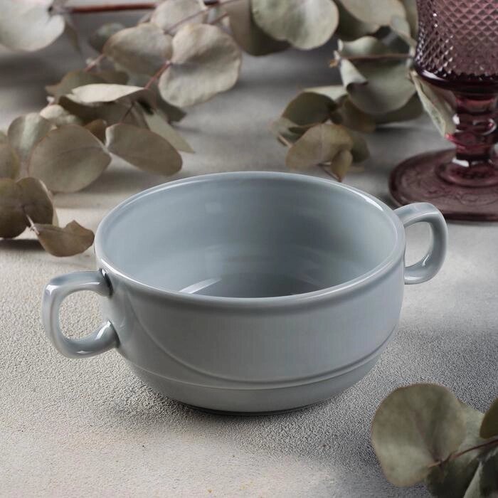 Чашка бульонная фарфоровая «Акварель», 380 мл, цвет светло-серый от компании Интернет - магазин Flap - фото 1