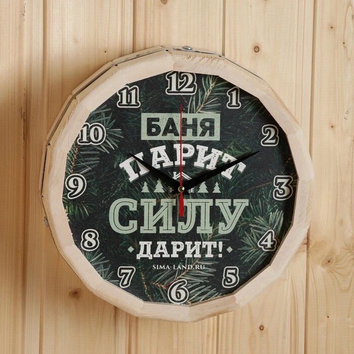 Часы банные бочонок "Баня парит - Силу дарит!" от компании Интернет - магазин Flap - фото 1