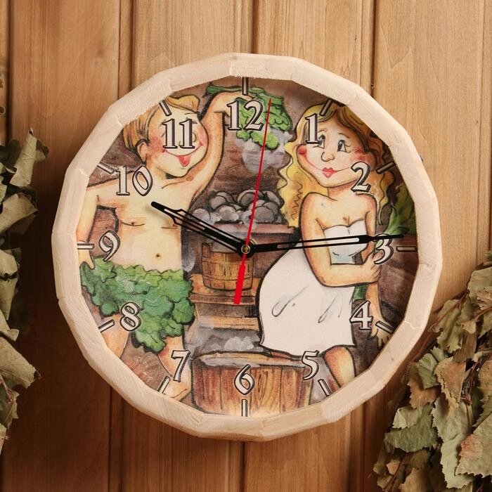 Часы банные "Пара в бане" с рисунком от компании Интернет - магазин Flap - фото 1