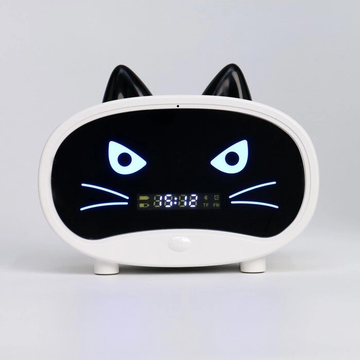 Часы - будильник электронные "Кошка" настольные: колонка, bluetooth, tf-карта, 11.5 см, USB от компании Интернет - магазин Flap - фото 1