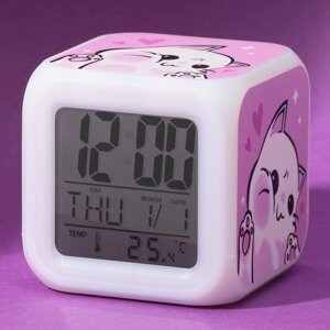 Часы будильник электронные «Котик», мод. 49, 7,8 х 7,8 см.