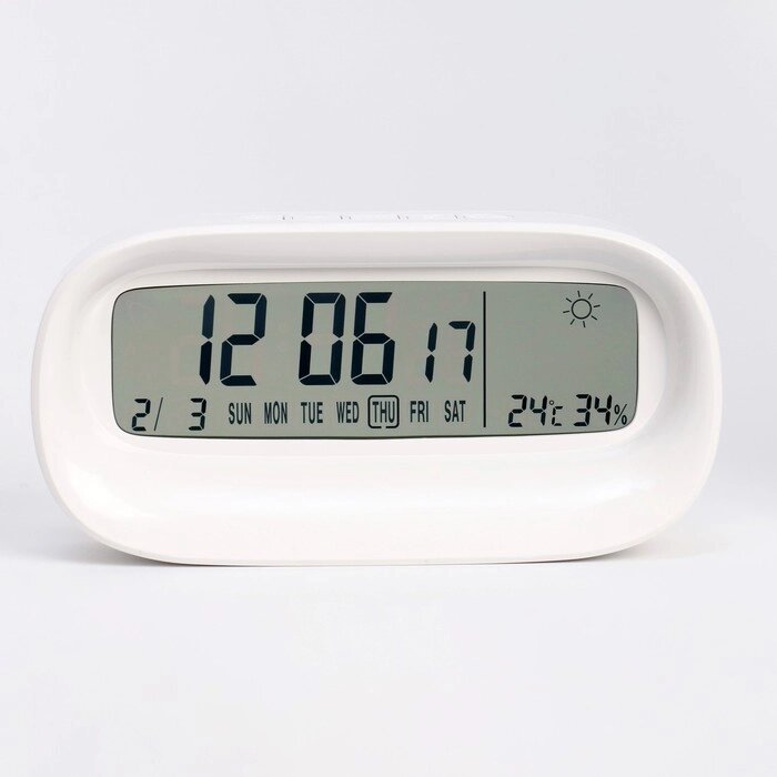 Часы - будильник электронные настольные c термометром, гигрометром, 7 х 14.5 см, 2ААА от компании Интернет - магазин Flap - фото 1