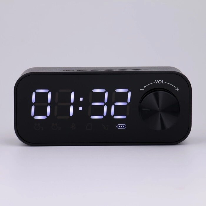 Часы - будильник электронные настольные: колонка, bluetooth, tf-карта, 14.2 х 6 см, USB от компании Интернет - магазин Flap - фото 1