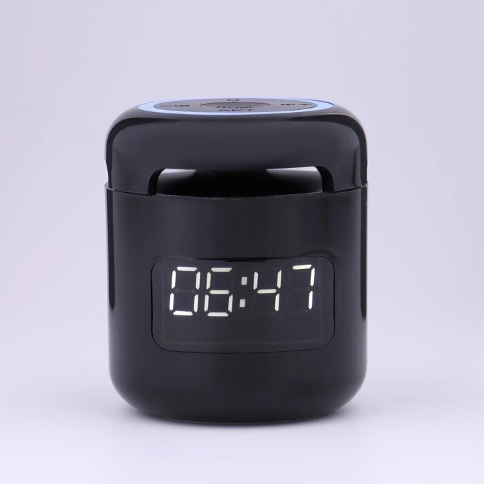 Часы - будильник электронные настольные: колонка, bluetooth, tf-карта, 7.6 х 8.8 см, USB от компании Интернет - магазин Flap - фото 1