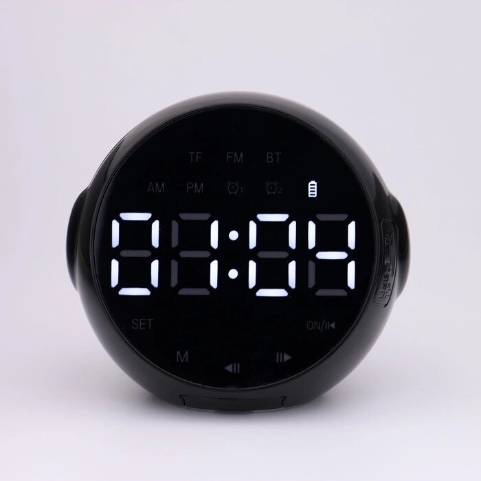 Часы - будильник электронные настольные: колонка, bluetooth, tf-карта, 8 х 8.5 см, USB от компании Интернет - магазин Flap - фото 1