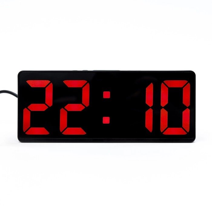 Часы - будильник электронные настольные с термометром, календарем, 15 х 6.3 см, ААА, USB от компании Интернет - магазин Flap - фото 1