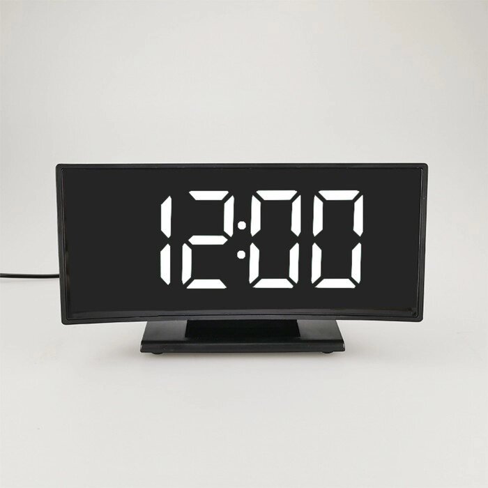 Часы - будильник электронные настольные с термометром, календарем, 17 х 9.5 см, 3ААА, USB от компании Интернет - магазин Flap - фото 1